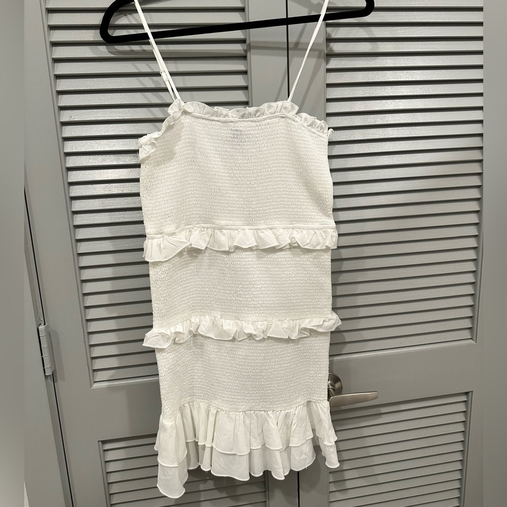 Ruffled Mini Dress - White